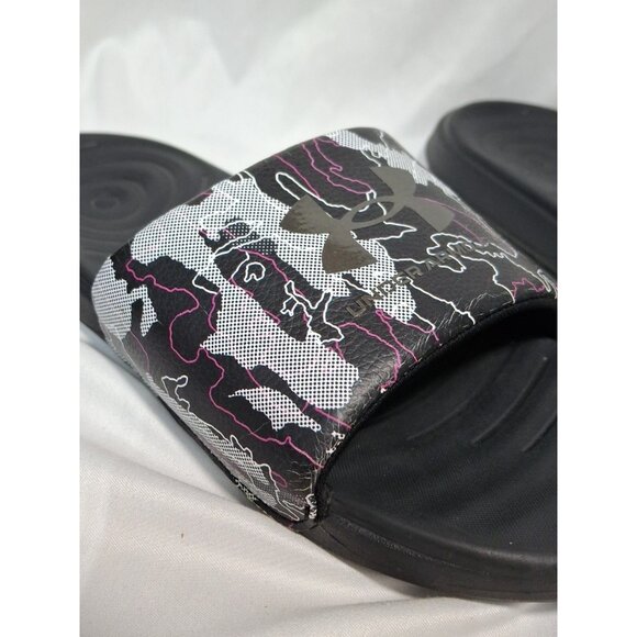 Women's Under Armour Slides, Marble Graphic Strap , Purple White, SIZE 8 - Picture 3 of 9